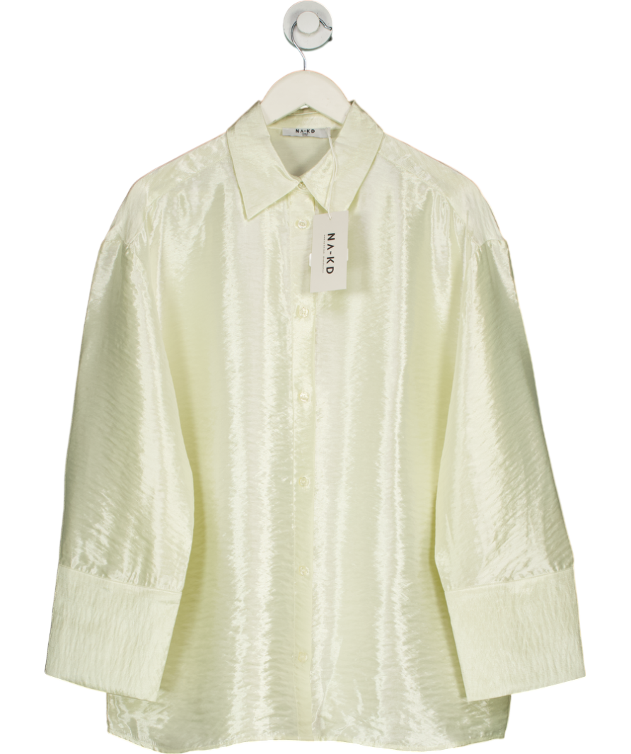 NA-KD Cream Oversized Rayon Shirt UK 6