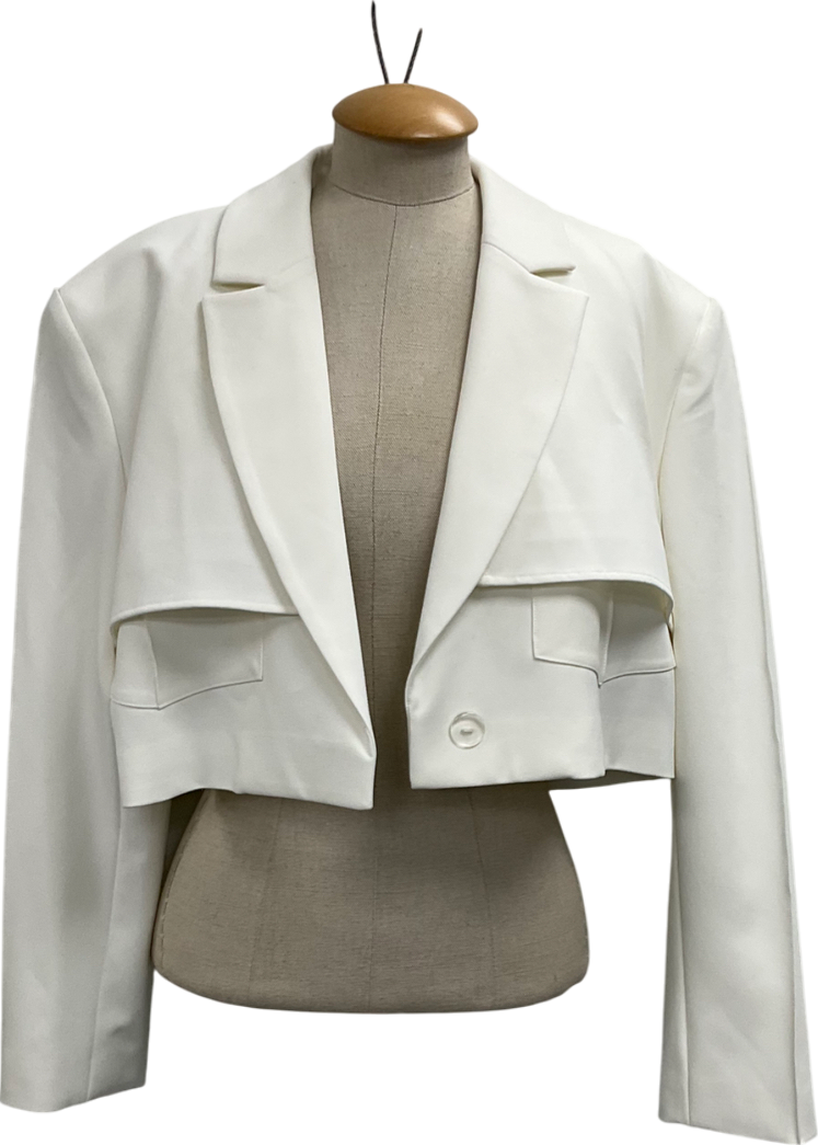 NA-KD White Hanna Schoenberg X Na-kd Cropped Blazer UK 10