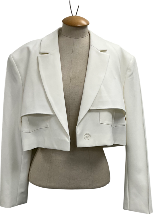 NA-KD White Hanna Schoenberg X Na-kd Cropped Blazer UK 10