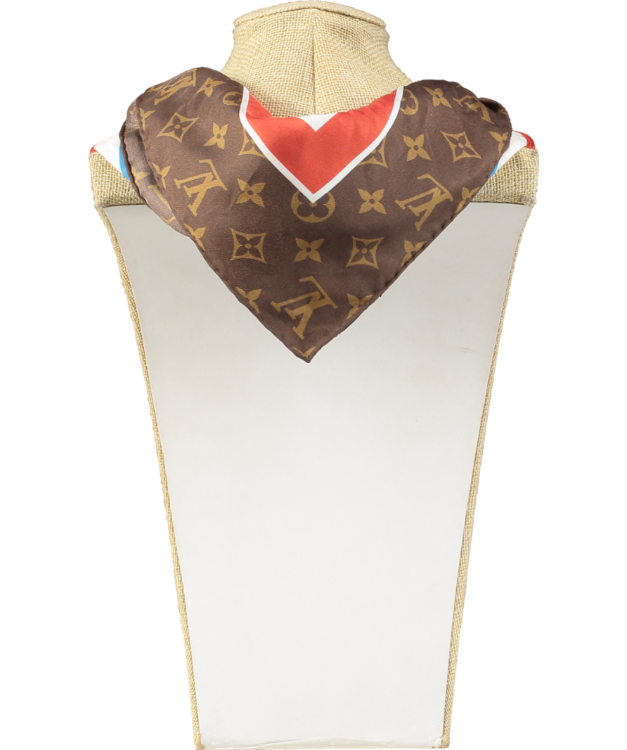 Louis Vuitton X Sun Yitian Multicoloured Silk Puffin LV Monogram Border Square Scarf