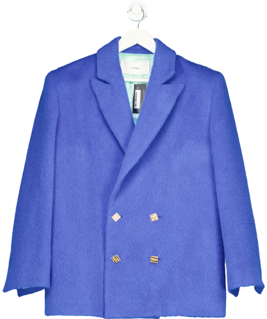 Yomi Blue Longline Double Breasted Blazer UK S/M