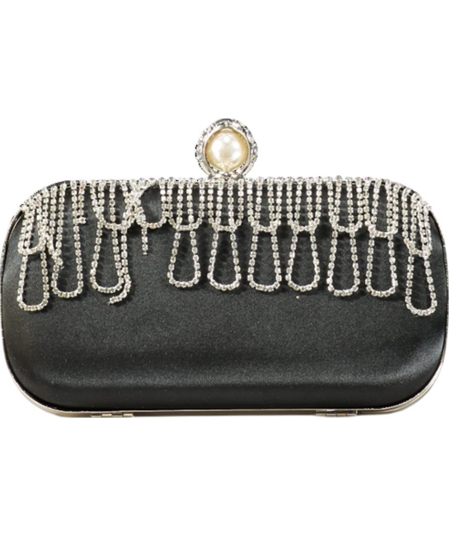 Karen Millen Black Scallop Detailed Embellished Clutch Bag