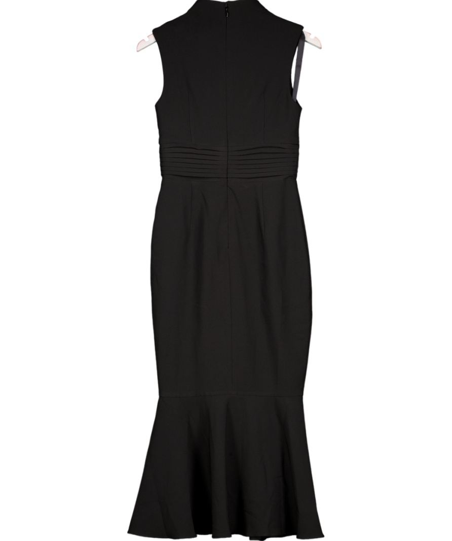 Lavish Alice Saffron High Neck Rose Button Midi Dress In Black UK 8