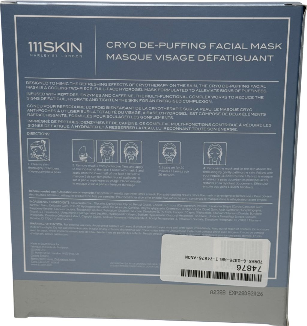 111skin Cryo De-puffing Face Mask Pack Of 5  x 30ml