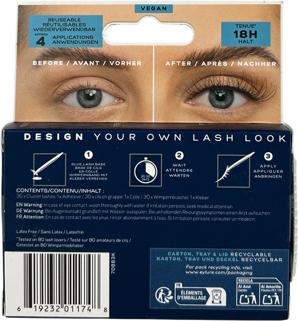 Eylure Volume & Curl Cluster Lashes Wispy No.9 adhesive 1ml