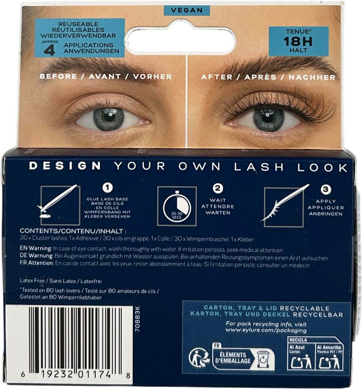 Eylure Volume & Curl Cluster Lashes Wispy No.9 adhesive 1ml