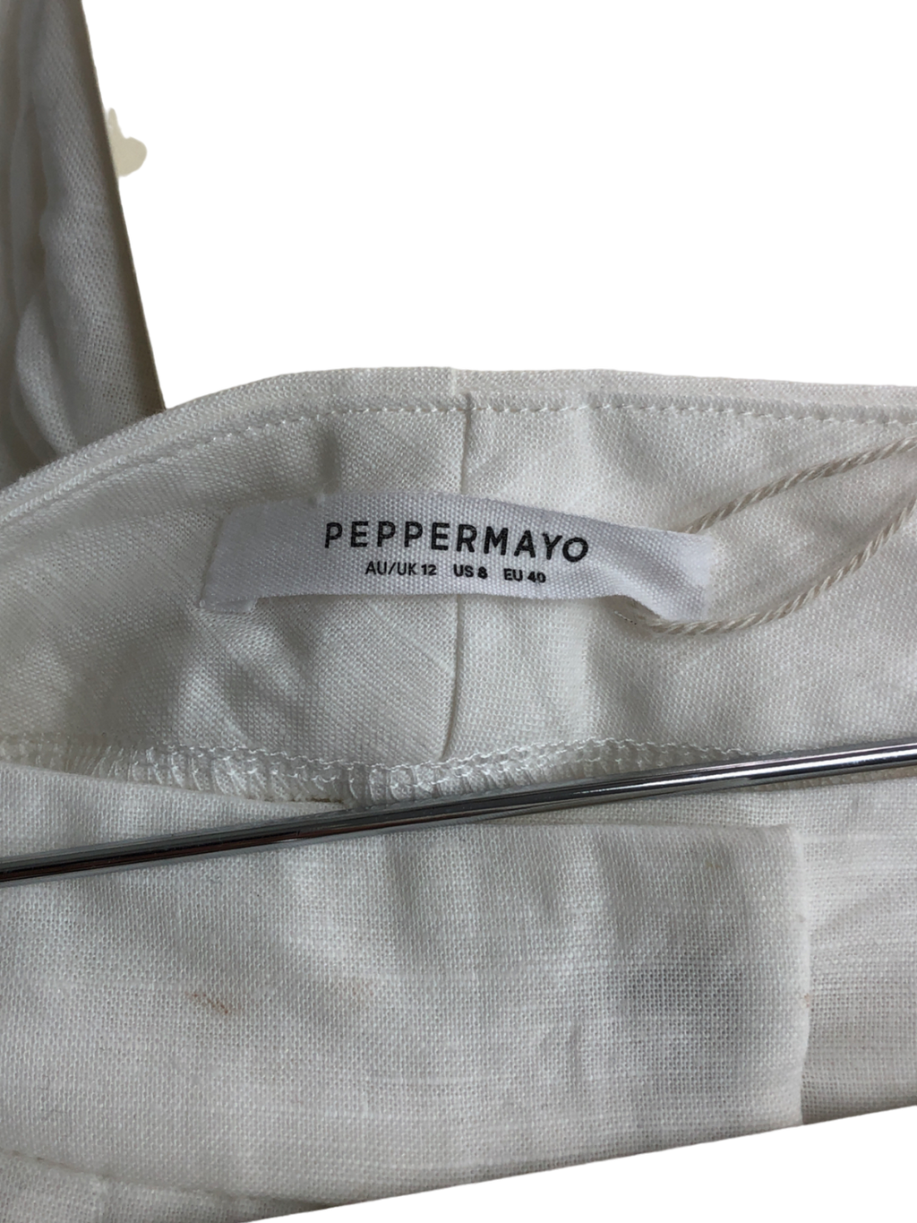 pepper mayo White Tiona Linen Shorts UK 12
