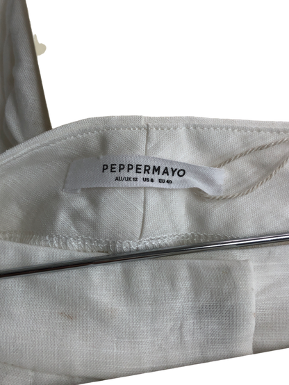 pepper mayo White Tiona Linen Shorts UK 12