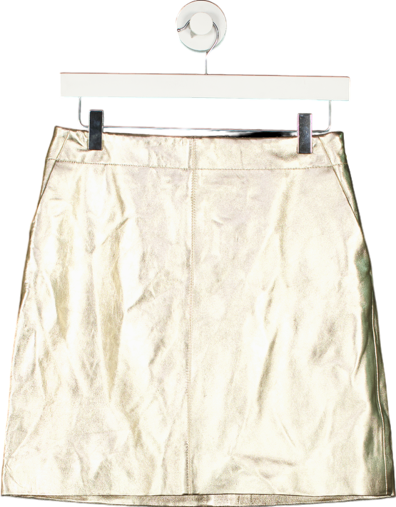 Autograph Gold Leather Skirt UK 10