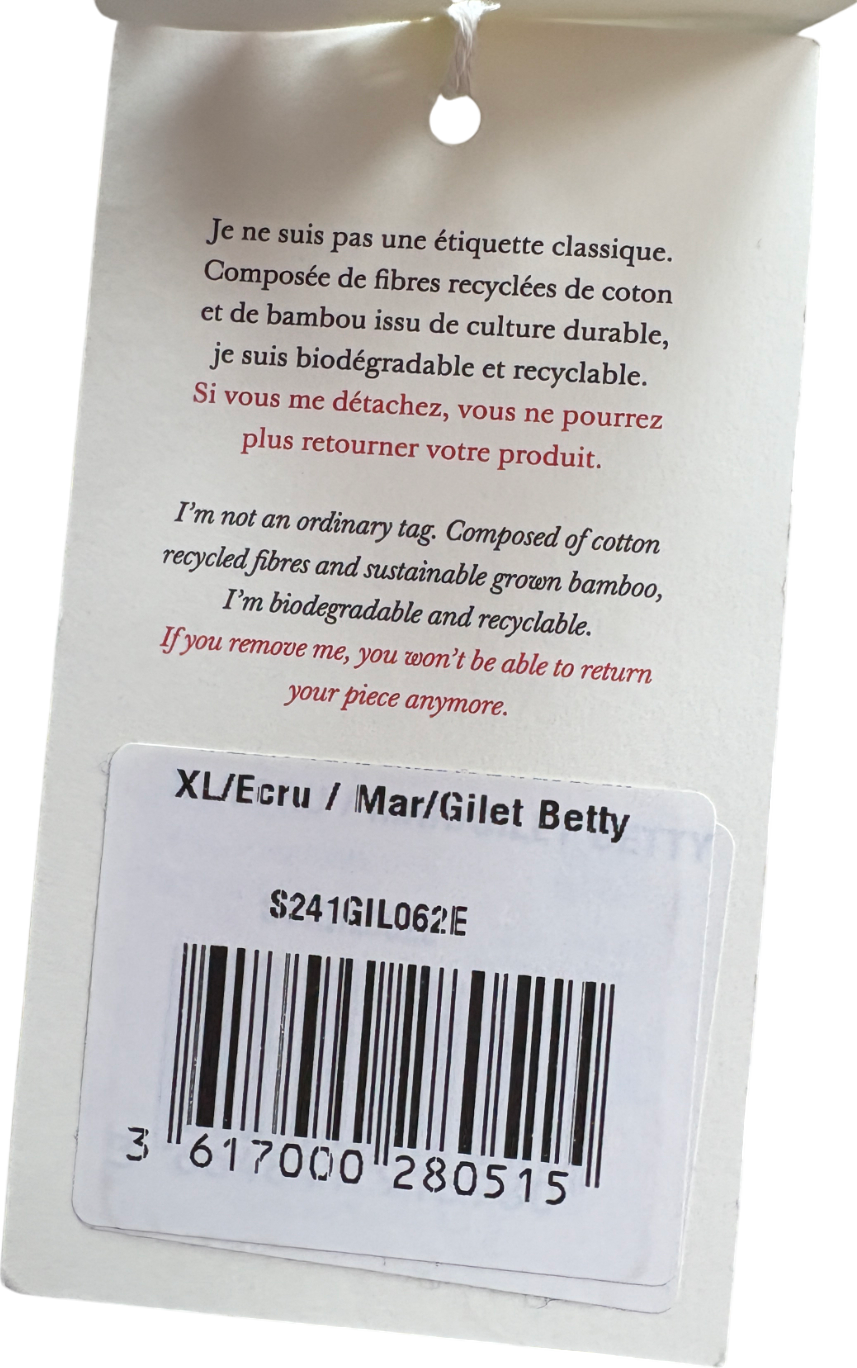 Sezane Cream Betty Striped Cardigan UK XL