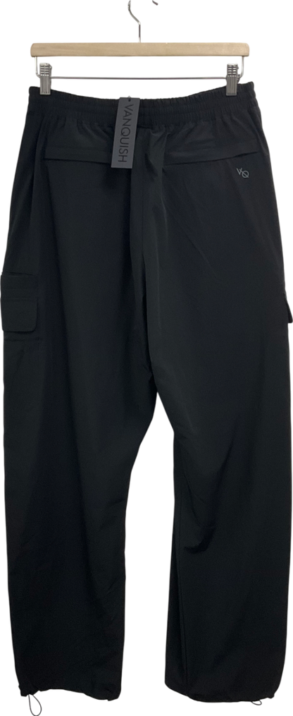 Vanquish Black Utility Wide Leg Cargo Trousers UK L