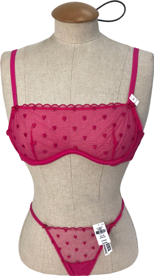 Pink Pink Wear Everywhere Heart Bra And Thong UK XS