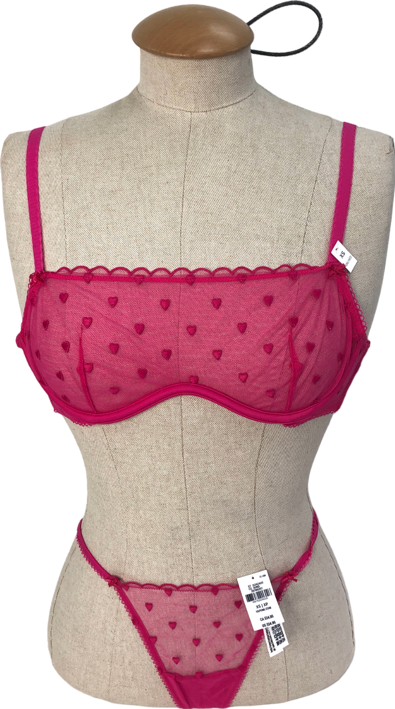 Pink Pink Wear Everywhere Heart Bra And Thong UK XS
