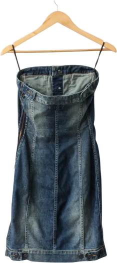 LEVI'S Blue Vintage Wash Denim Bandeau Mini Dress UK S