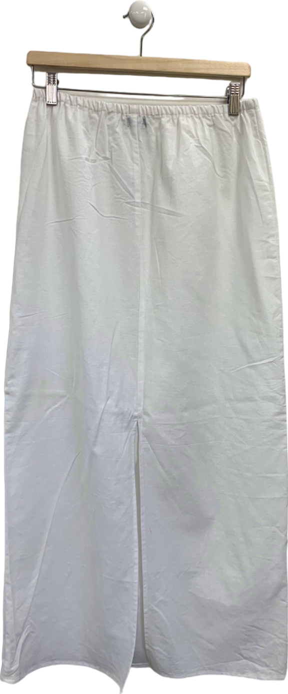 Boohoo White Cotton Maxi Skirt UK 8