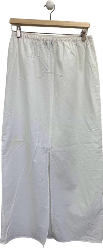 Boohoo White Cotton Maxi Skirt UK 8