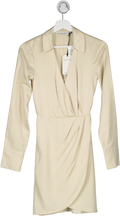 Abercrombie & Fitch Beige Draped Satin Shirt Dress UK 4