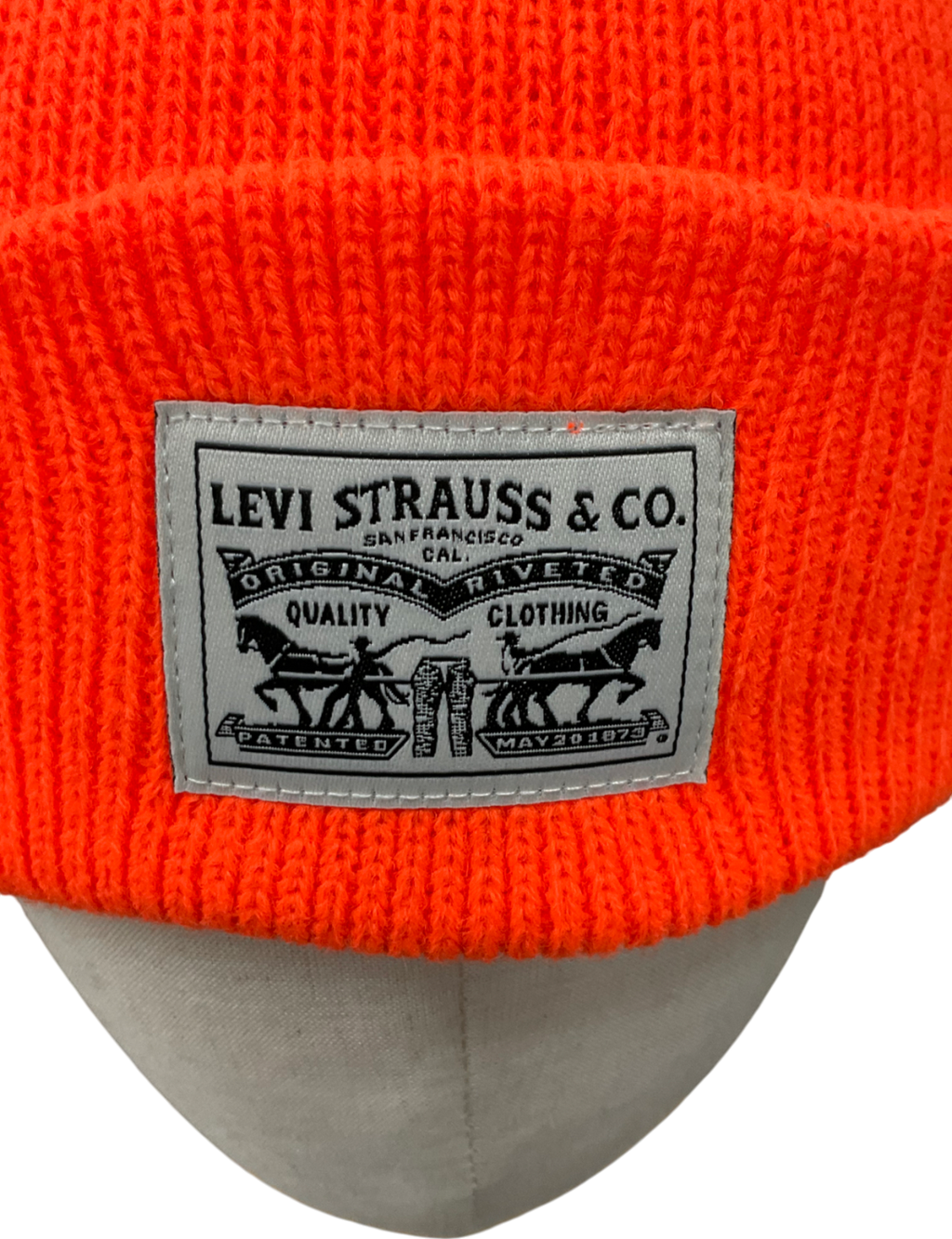 levis Orange Backpatch Cotton Beanie Hat One Size