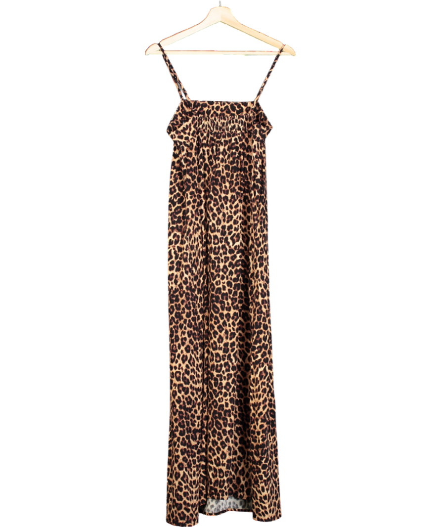Albaray Brown Animal Print Sleeveless Maxi Dress UK 8