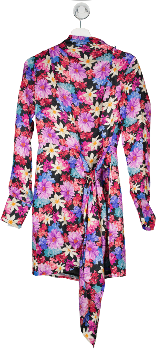 Pinko Multicoloured Floral Print Wrap Mini Dress UK 10