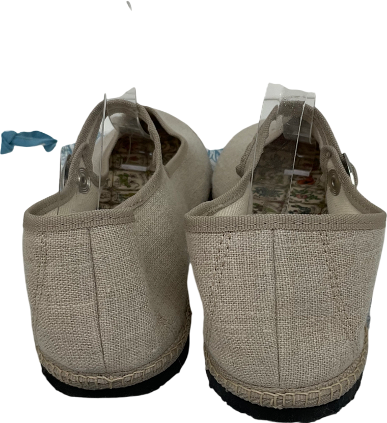 cayumas Cream Boheme Beige Linen mary jane flats UK 8 EU 41 👠