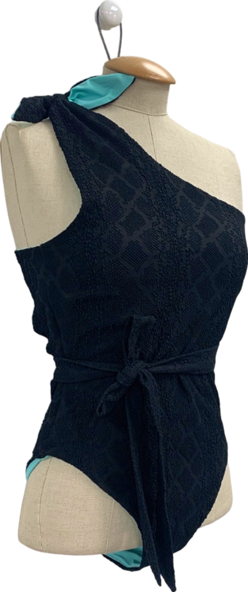 Baiah The Martinique Black Textured Rivulet Jacquard Swimsuit UK M