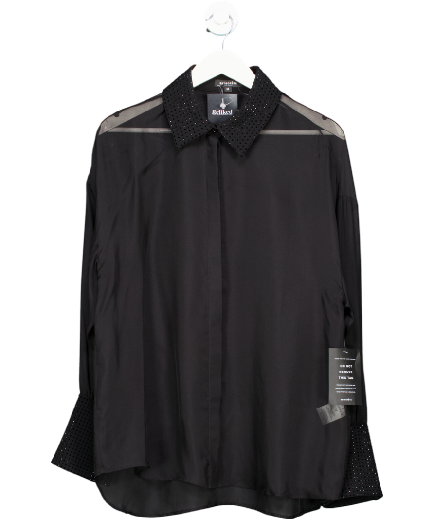 Retrofete Black Lovelyn Chiffon Top UK M