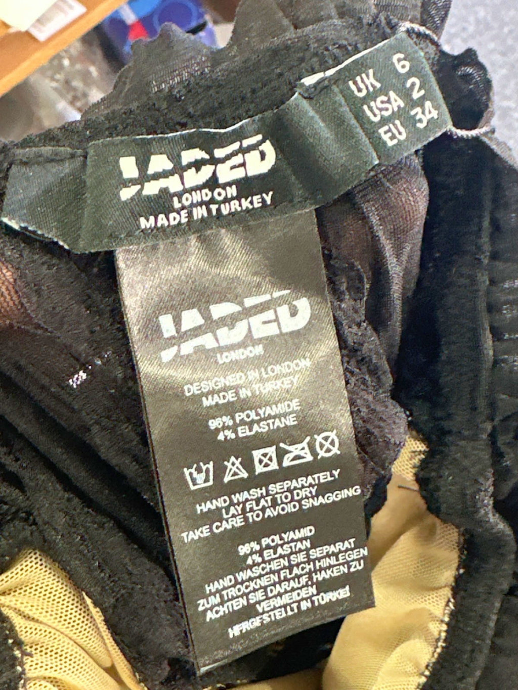 Jaded London Gaia Scrunch Lace Midi Dress in Black UK 6