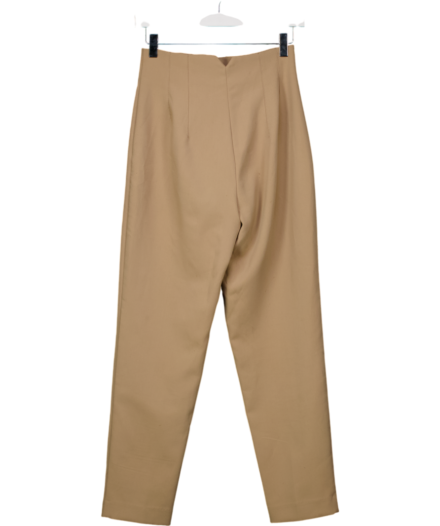 ZARA Beige High Waisted Tapered Trousers UK XS
