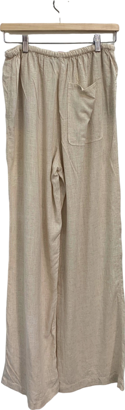 ASOS Beige Wide Leg Linen Blend Trousers UK 8 Tall