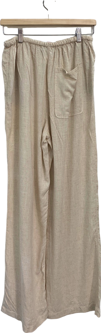 ASOS Beige Wide Leg Linen Blend Trousers UK 8 Tall