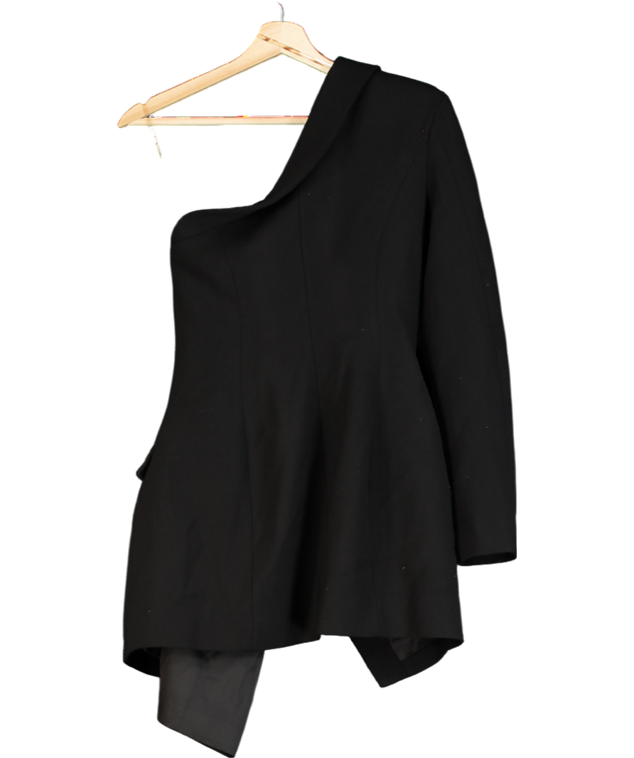 House of CB Febe Black Crepe One Sleeved Tuxedo Dress UK S