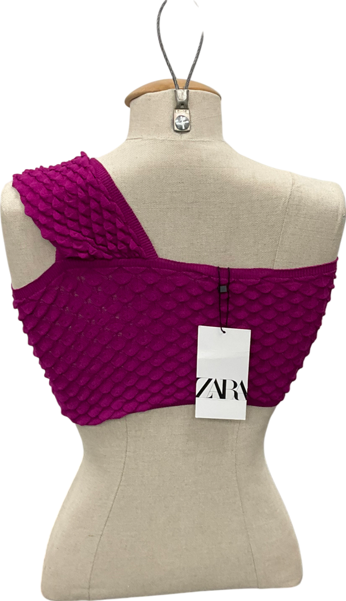 ZARA Purple Knot Front Cropped Top UK S