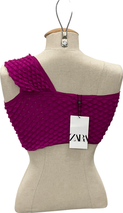 ZARA Purple Knot Front Cropped Top UK S