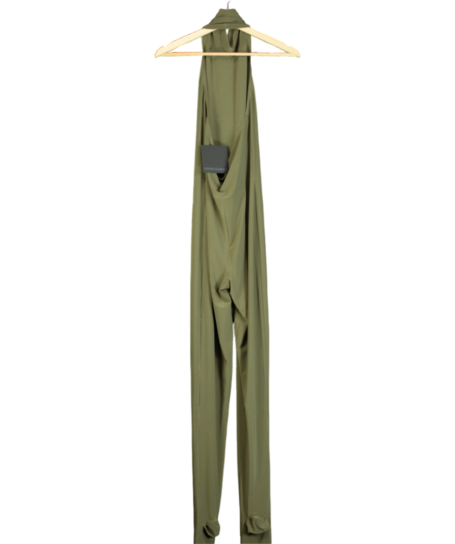 Norma Kamali Green Halter Turtle Catsuit W/ Footsie UK S