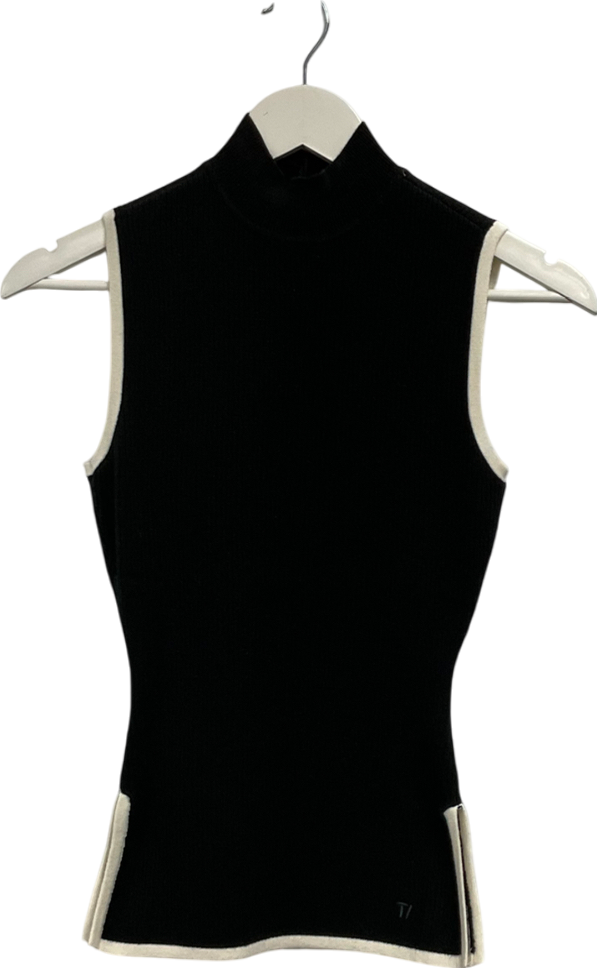 T/ALA Black Knit Sleeveless Split Hem Tank UK XS