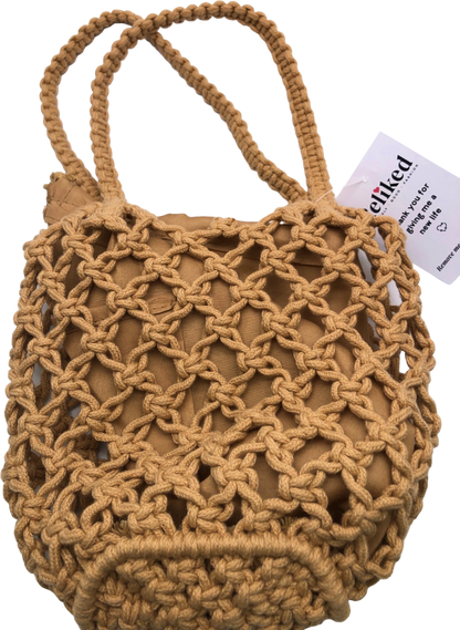 Tan Woven Shoulder Bag One Size