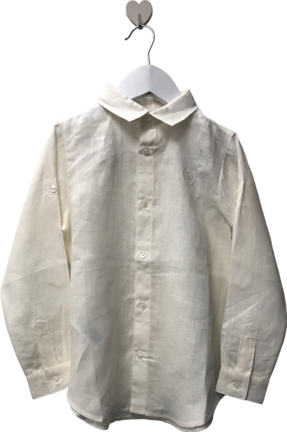 Tutto Piccolo Ivory Linen Monogrammed shirt 2 Yrs