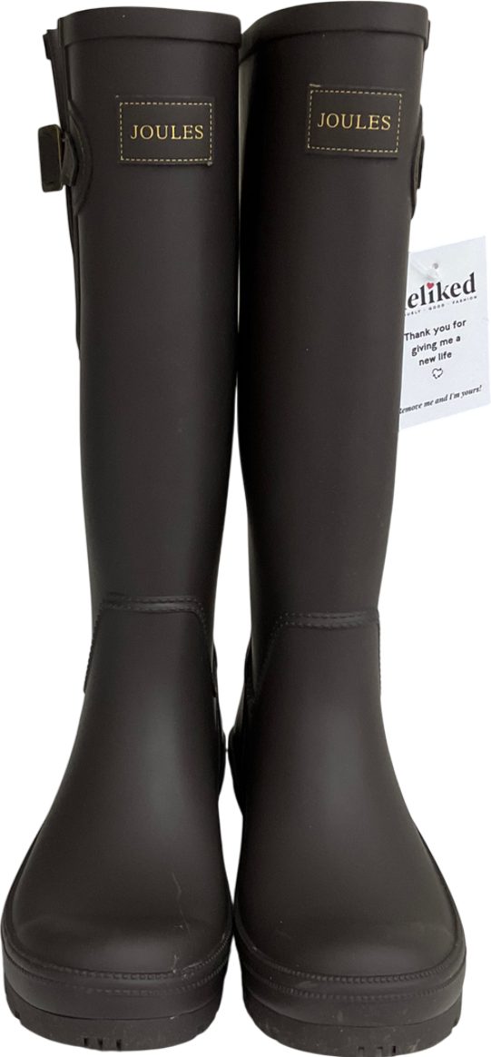 joules Houghton Chocolate Brown Adjustable Tall Wellies UK 4 EU 37 👠
