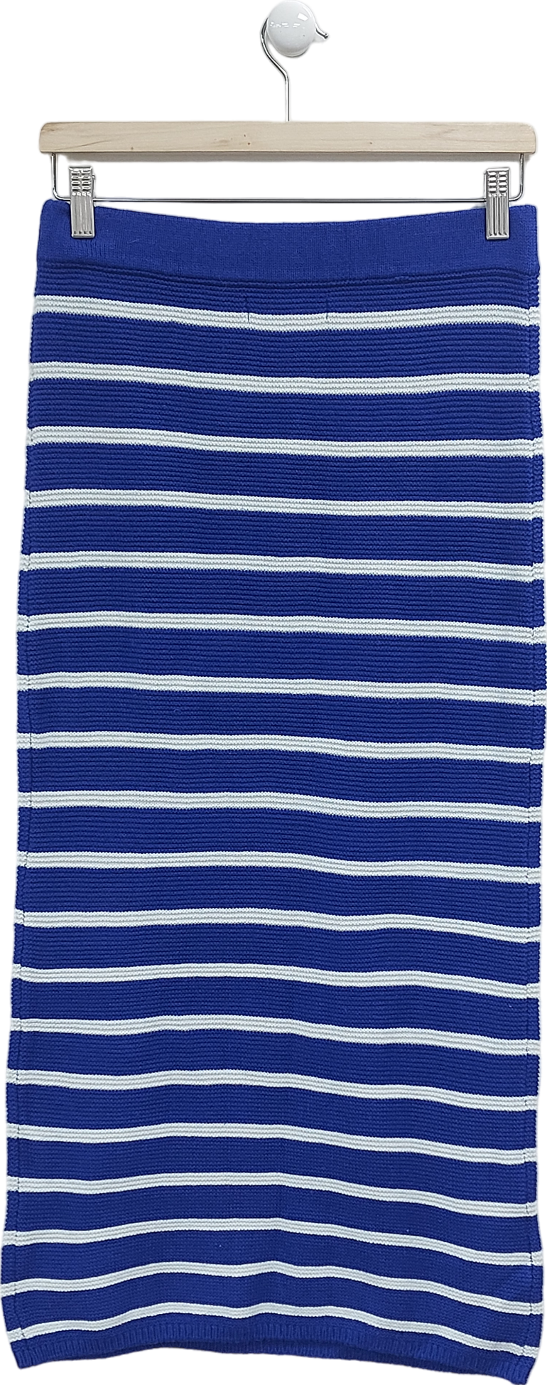 MANGO Blue Striped Knitted Skirt UK M