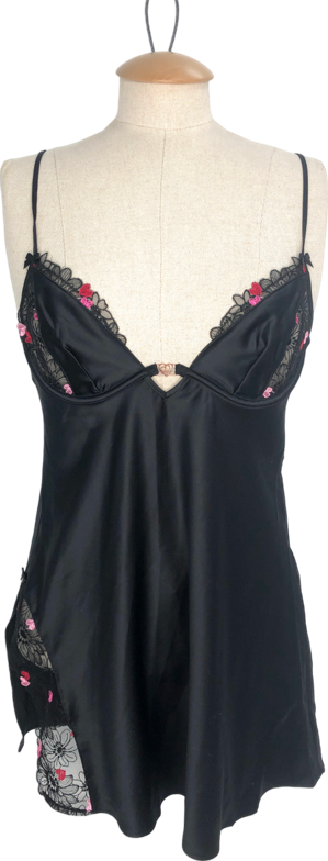 Lounge Underwear Black Zalia Slip Dress Set UK S