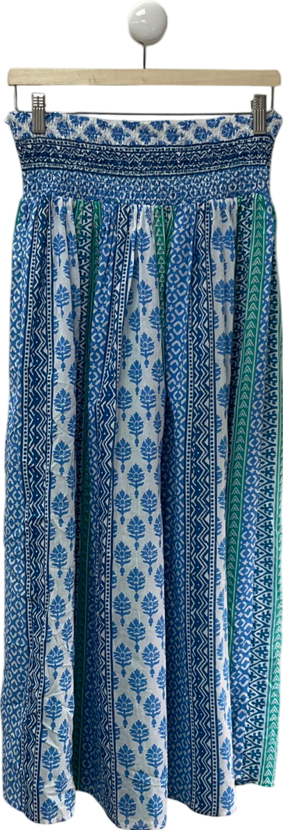 Primark Vintage Style Green And Blue Maxi Skirt UK 14