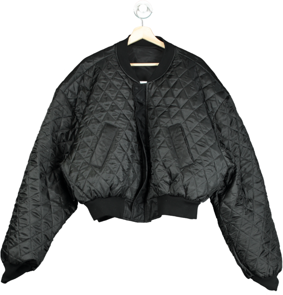 DRL Black Cropped Bomber Jacket UK One size