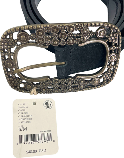 Free People Black Ornate Belt S/M