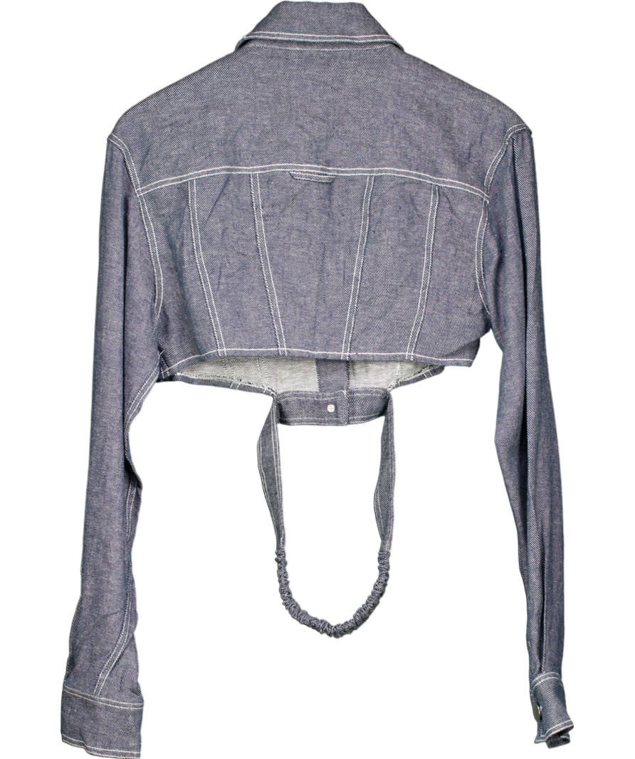 h:ours Blue Cropped Denim Look Jacket UK S