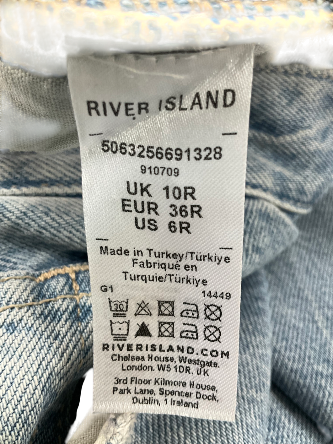 River Island Blue Relaxed Fit Jeans UK 10