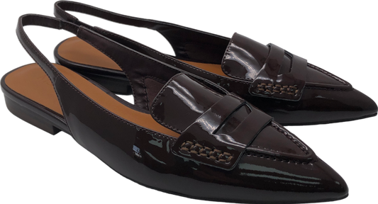 M&S Brown Leather Slip On Flat Slingback Shoes UK 4 EU 37 👠