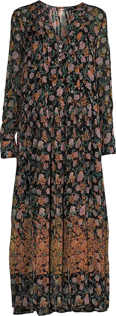 Free People Black See It Through Lined Floral Dress UK XS