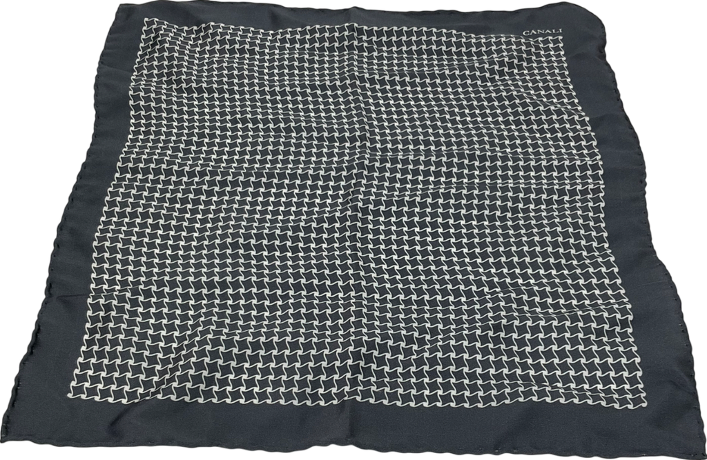 canali Grey Printed Silk Pocket Square