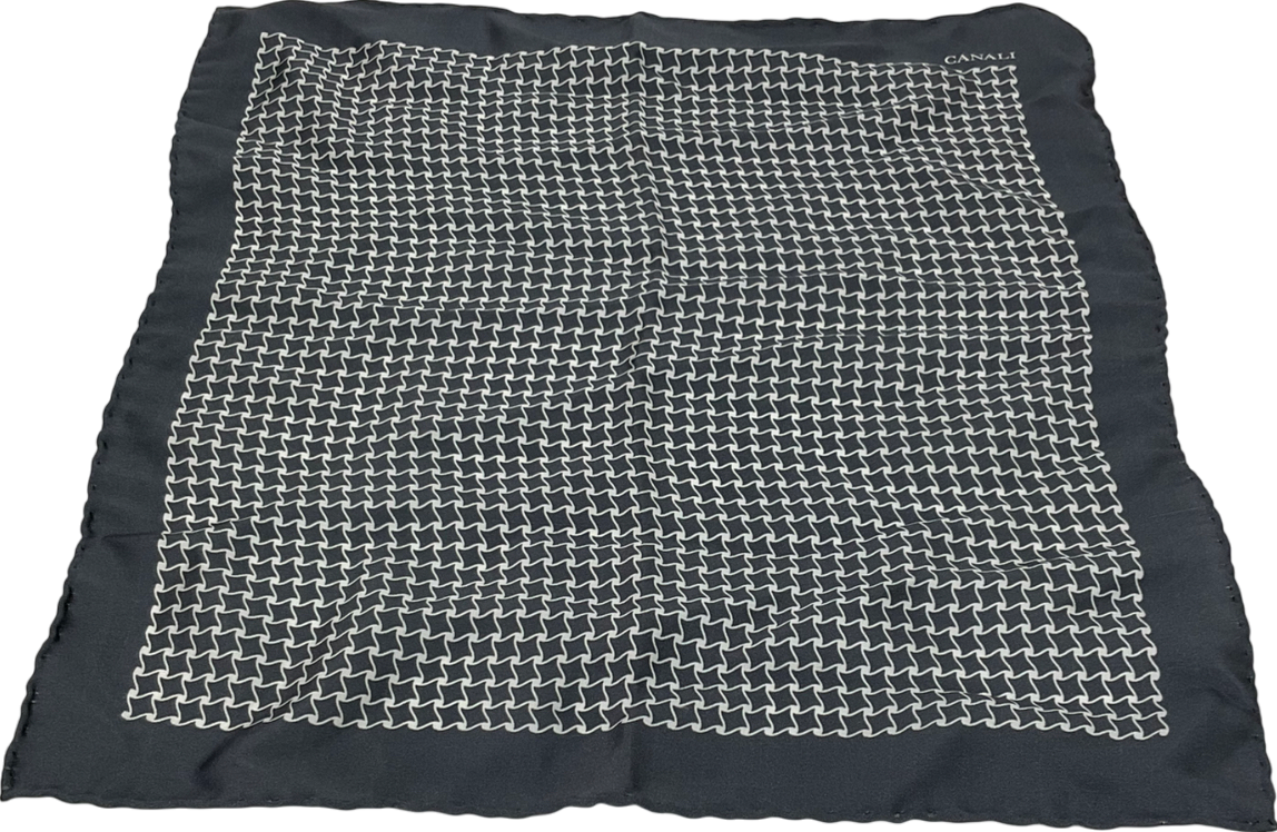 canali Grey Printed Silk Pocket Square